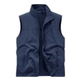 thumbnail image 5 of COSFO Men's Vest Blue Fleece Casual Full Zip Jacket with Pockets Sleeveless Slim Fit Stand Colla Mens Jackets, 5 of 5