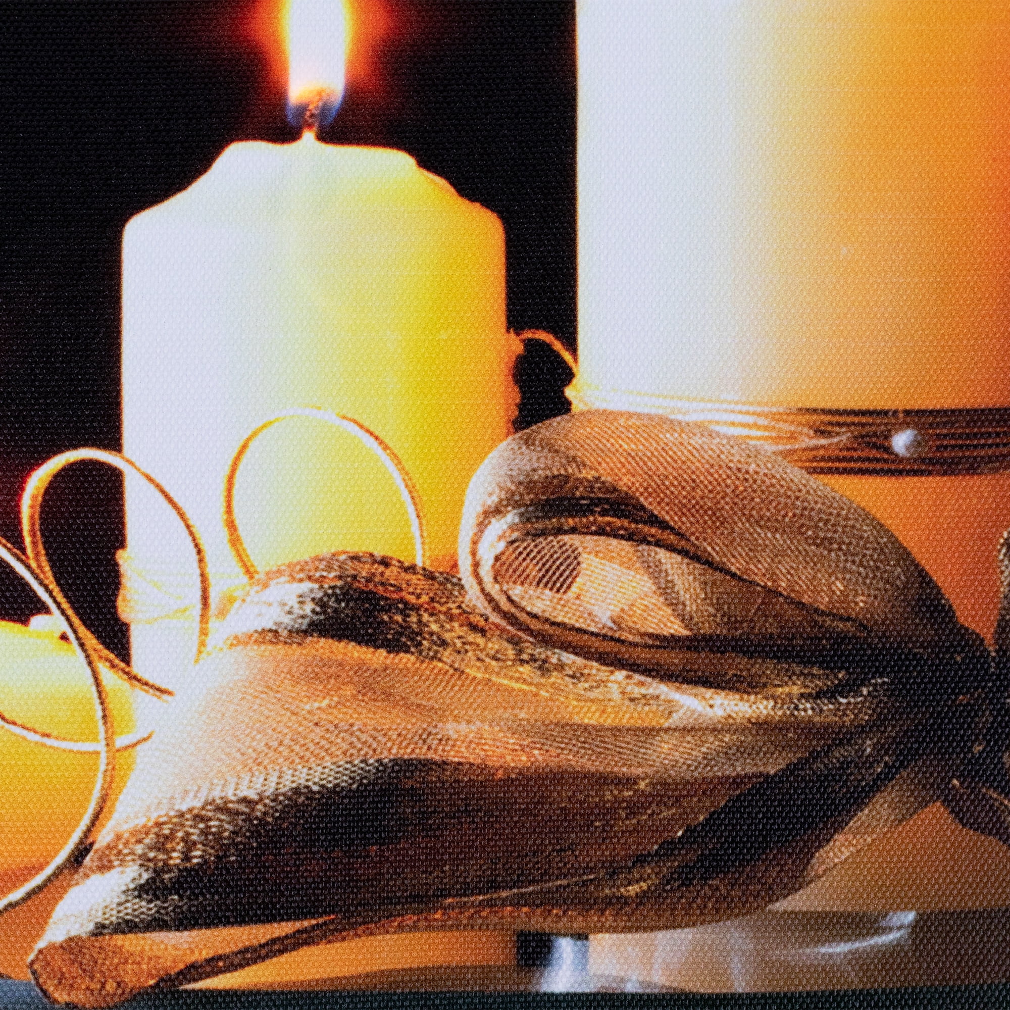 Northlight LED Back Lit Candles with Ribbon on a Platter Canvas Wall Art - 12" x 12"