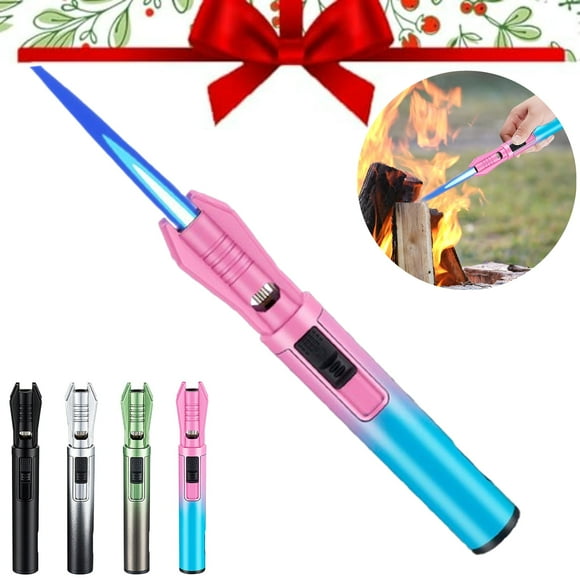 Torch Lighter Butane Lighter Refillable Flame Torch Lighters Windproof Gas Long Torch Lighter Butane Pen Lighter for Candles Grill BBQ Stove Camping(Gas Not Included)