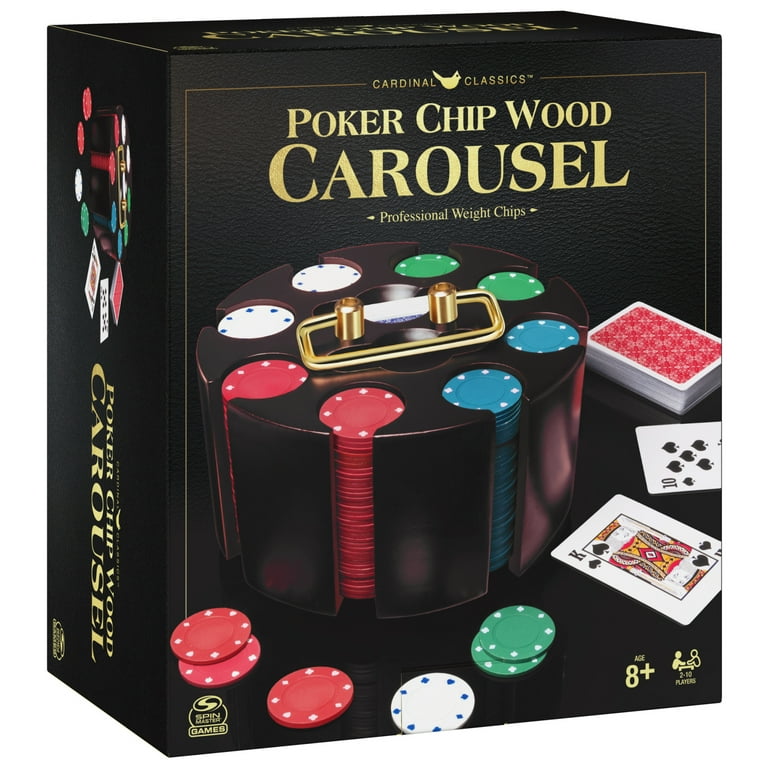 Professional 240-Piece Poker Set with Wooden Carousel, Cards for