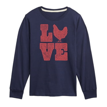 Instant Message - Love Chicken - Toddler & Youth Long Sleeve Graphic T-Shirt