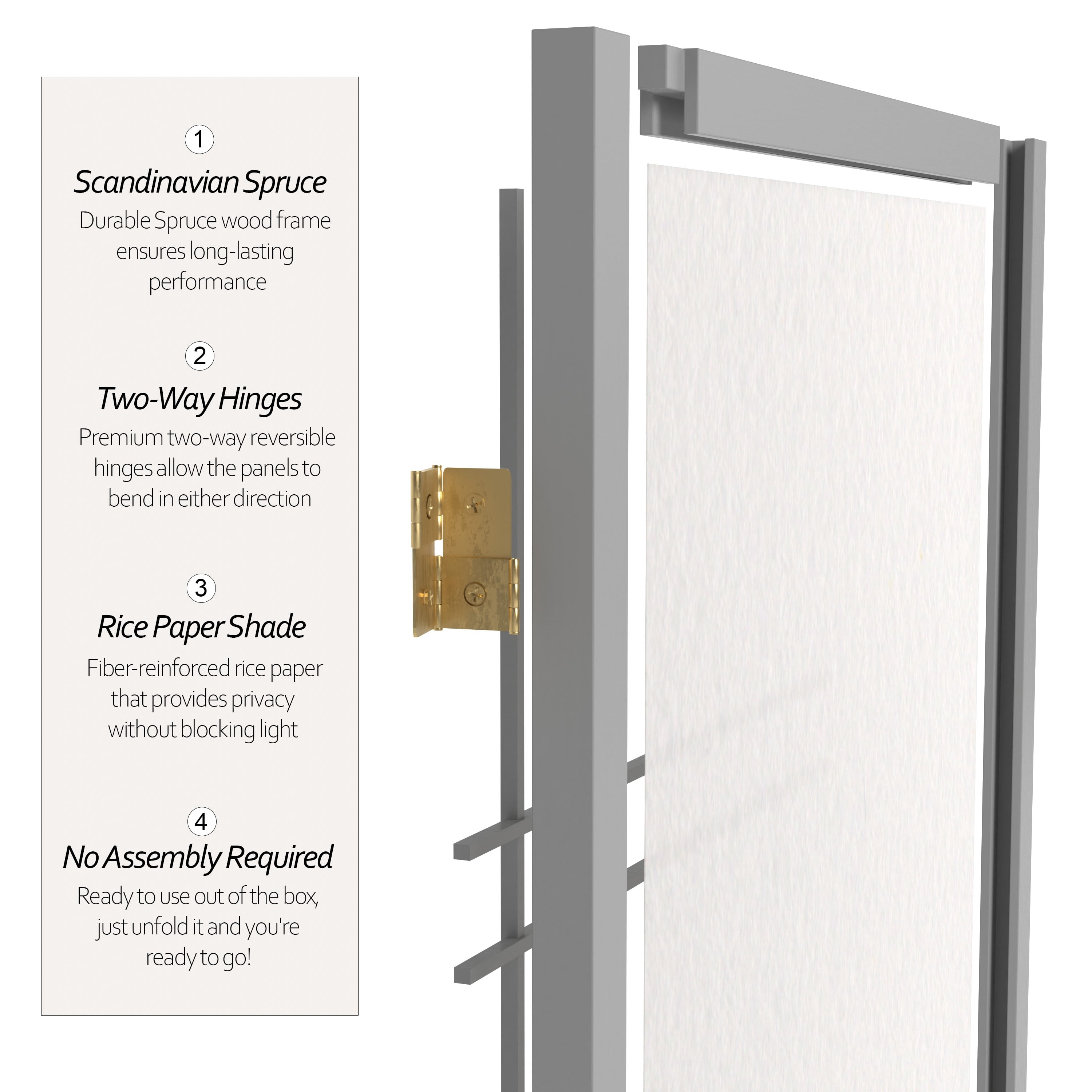 6 ft. Double Cross Shoji Screen - Special Edition Grey - Freestanding 4 Panel Divider