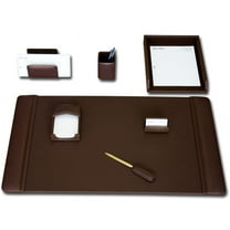 Chocolate Brown Leather 7-Piece Desk Set