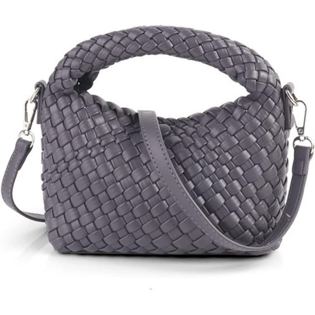 LHSHID Women Woven Tote Small Crossbody Bag, Weave Quilted Purse Square Shoulder Bag Woven Handbag with Detachable Strap