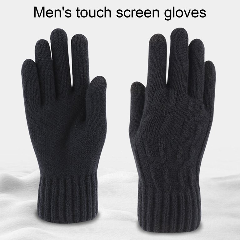 Winter Gloves For Men Women, Cold Weather Warm Touchscreen Glove Unisex -  Non - slip Grip - Elastic Cuff - Knit Stretchy Black Grey Medium