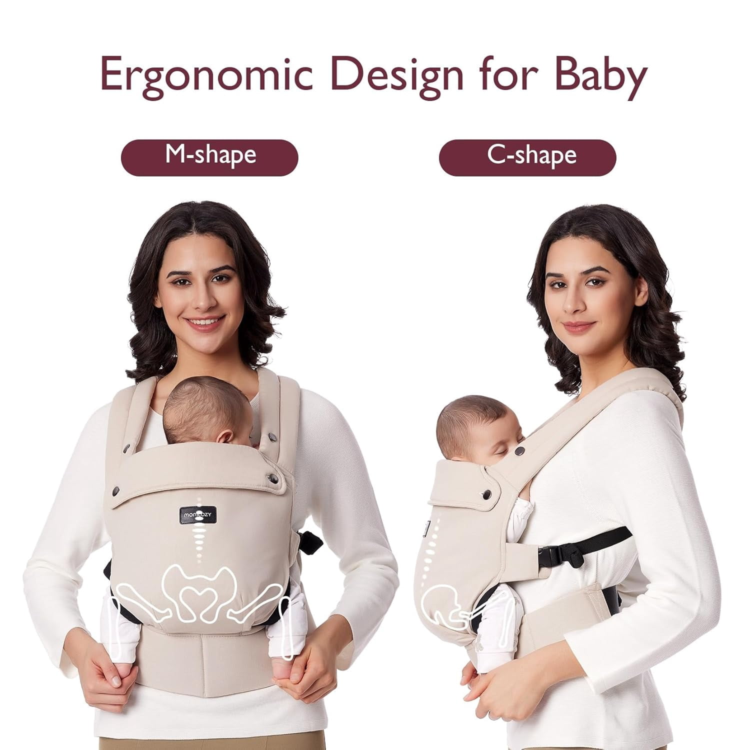 Momcozy Baby Carrier, Ergonomic Infant Carrier Backpack, Breathable Front Back Carrying Wrap Seat for Newborn Toddlers 7-44lbs, Khaki