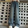 thumbnail image 5 of hengsof Heart Applique Stretch Denim Jeans for Girls Straight Leg Wide Leg Pants Casual Comfort Trousers with Pocket Details Size 4-15 Years, 5 of 8
