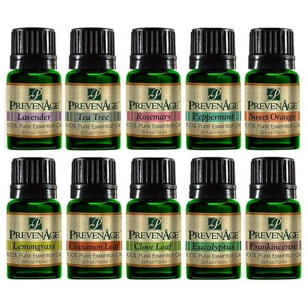 Clove Aromatherapy - Top Essential Oil Gift Set - Best 10 Aromatherapy Oil Cinnamon Leaf, Clove Leaf, Eucalyptus, Frankincense, Peppermint, Lavender, Lemongrass, Rosemary, Sweet Orange, Tea Tree 10 ml by Prevenage