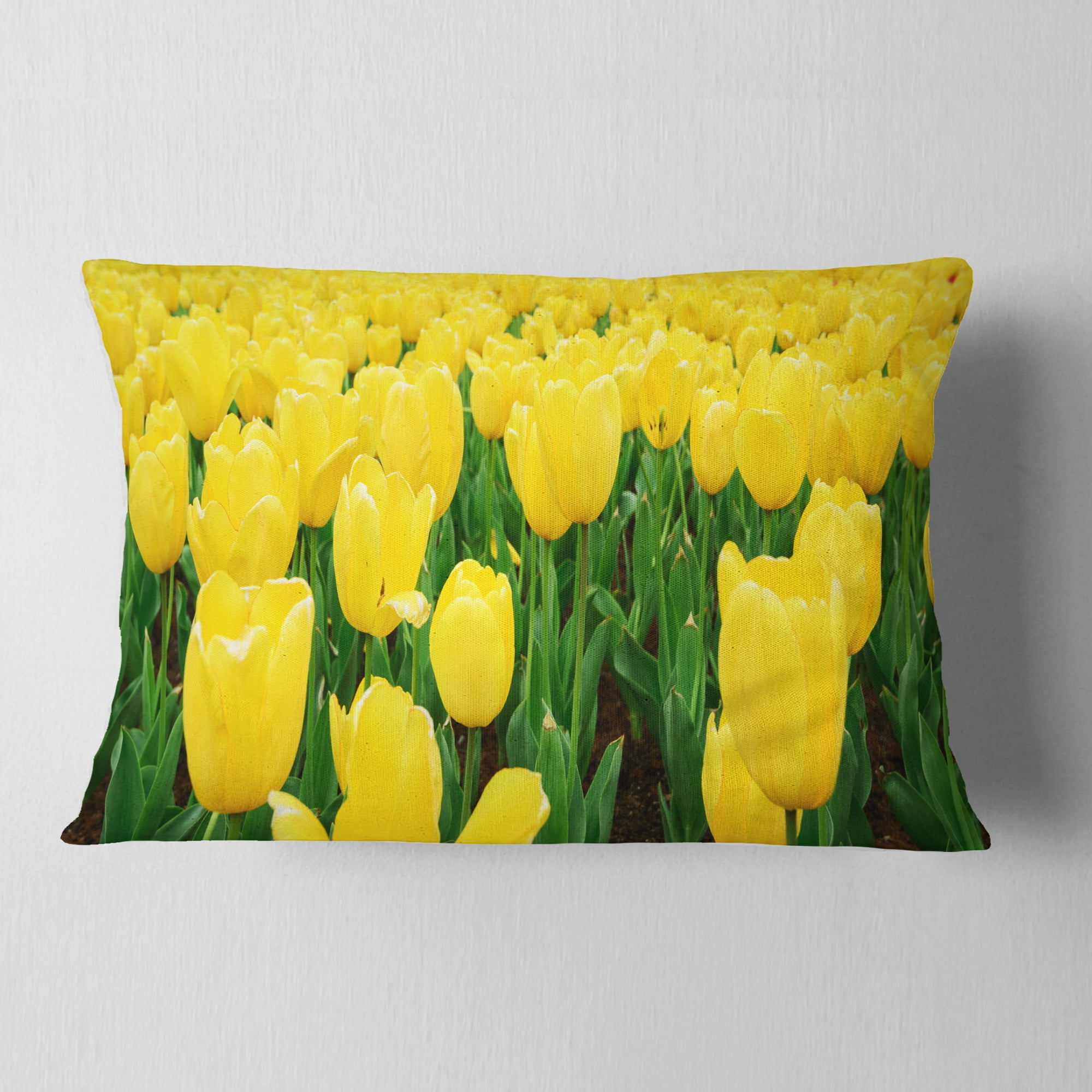 Designart Bright Tulip Flowers in Garden - Floral Throw Pillow - 12x20