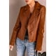 thumbnail image 4 of ABPHQTO Chaqueta Moto Mujer Piel Marrón Cremallera, 4 of 5