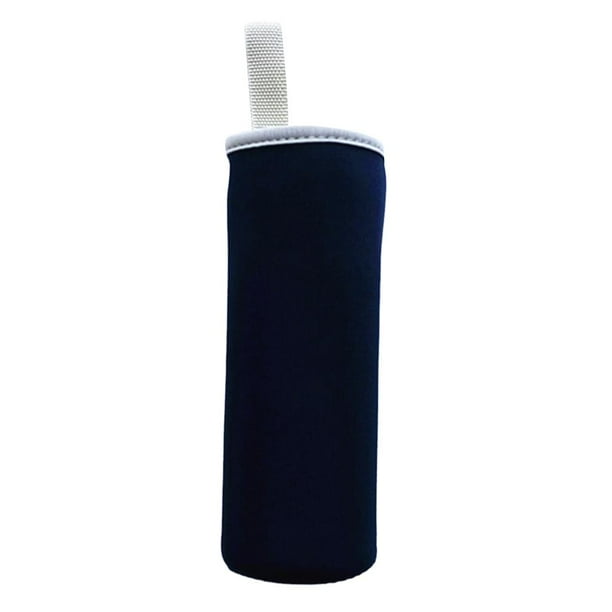 Funda térmica aislante de neopreno para botellas de agua y botellas deportivas de vidrio. Azul marino