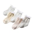 thumbnail image 2 of Lilgiuy Toddler Girls Socks Cute Solid Color Stripe Breathable Mesh Ruffles Kids Non-slip Cotton Socks for 2022, 2 of 5