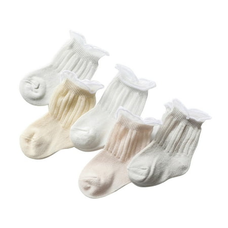 

Honeeladyy Sales Toddler Girls Socks Cute Solid Color Stripe Breathable Mesh Ruffles Kids Non-slip Cotton Socks