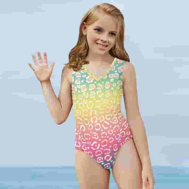気になる対象商品 U FOR DESIGNS One Swimming Girls Print Leopard Colorful CompetitiveSwimwear