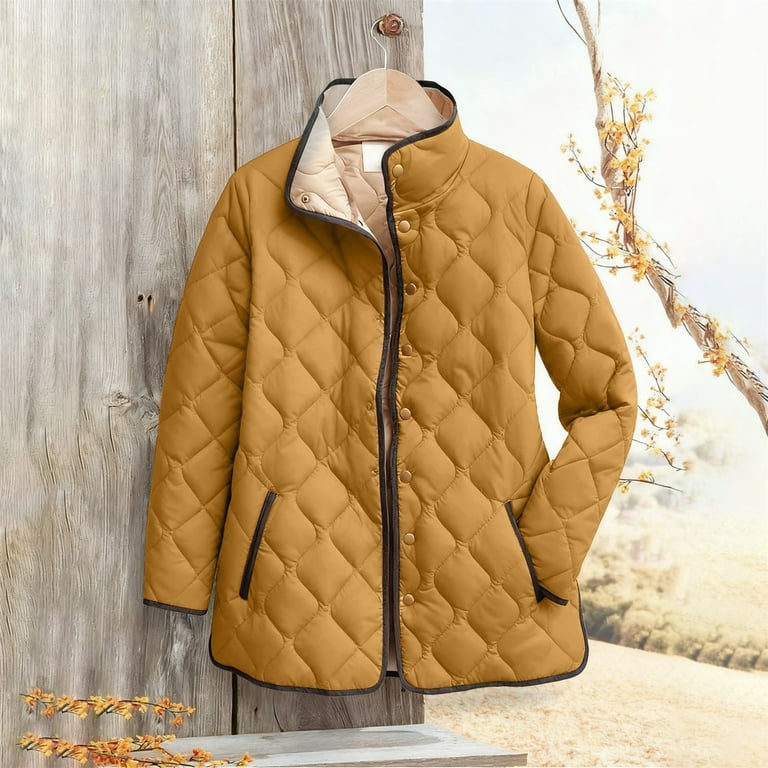 ManxiVoo Plus Size Women Winter Quilted Jacket Long Sleeve Button