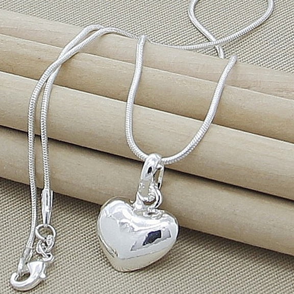 APIPEE Heart Design Women Pendant Necklace 925 Sterling Silver Everyday Wear 22 Inch With Gift Box