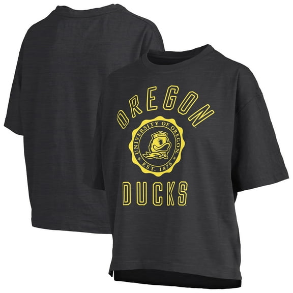 Women's Pressbox Black Oregon Ducks Motley Crew Bishop Waist Length Oversized Slub T-Shirt