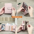 thumbnail image 6 of Full Grain Leather Womens Kiss Lock Wallet Vintage Kiss Clasp Purse with 13 Card Slots Coin Holder Small Bifold Rfid Wallet(Pink), 6 of 9