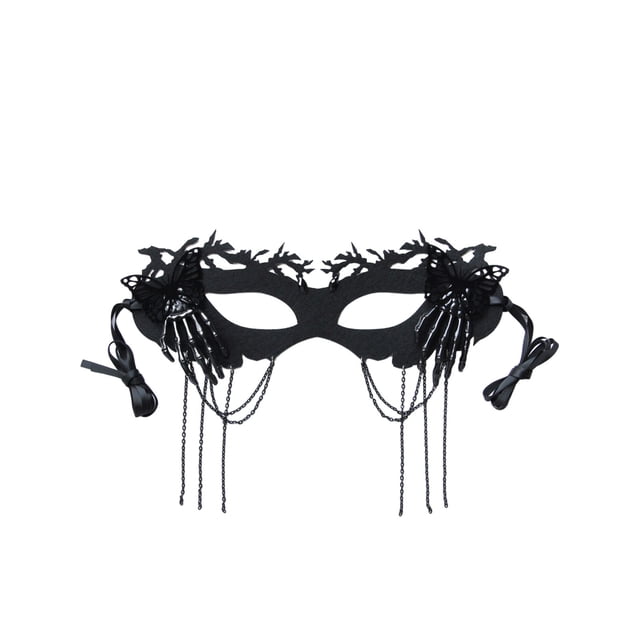 Masque Demi-Visage d'Halloween pour Femmes et Filles, Motif d'Araignée Noire, Couvre-Oeil en Tissu et Dentelle pour Mascarade Cosplay avec Sangle Ruban Ajustable