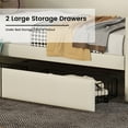 thumbnail image 5 of UHOMEPRO Twin Size Daybed with Storage, Upholstered Faux Leather Daybed with Charging Station and LED Lights, Modern Daybed Frame with 3 Drawers and Storage Shelves, No Box Spring Needed, Beige, 5 of 10
