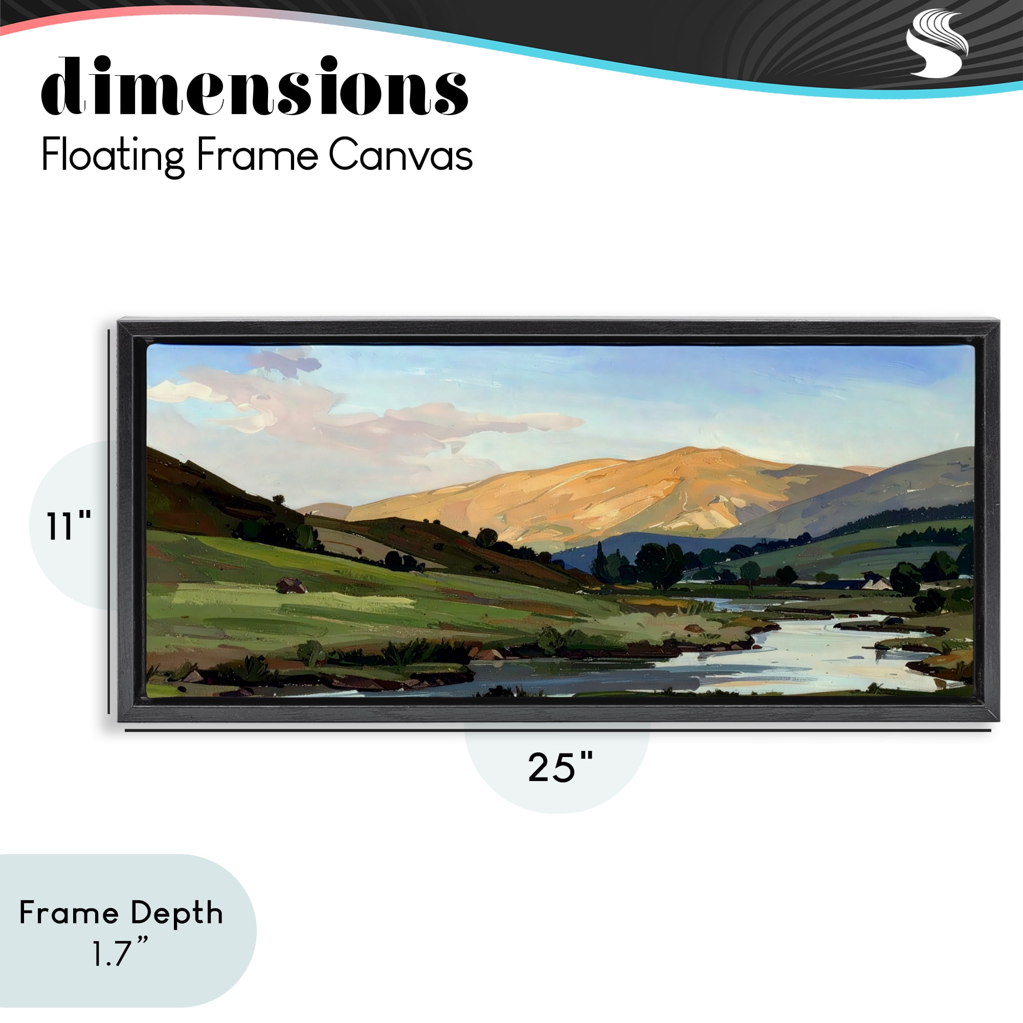 Stupell Industries Across The Valley Landscape Black Framed Floater Canvas Wall Art, design by Alonza Saunders