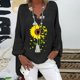 thumbnail image 2 of Camiseta suelta estampada a la moda para mujer Blusa de manga larga con cuello en V Tops casuales Pompotops FGAJ3855, 2 of 5
