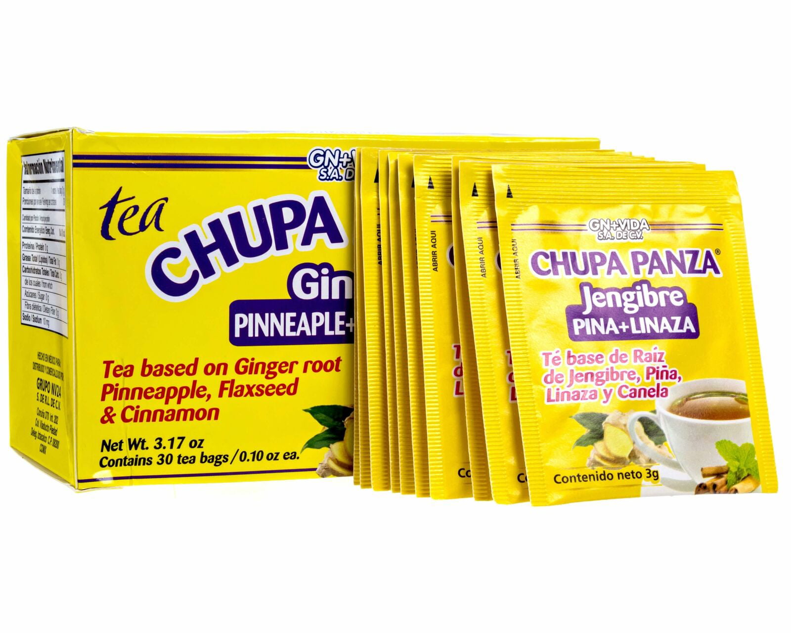 Te Chupa Panza, Tea Based on Ginger Root, Pineapple, Flaxseed & Cinnamon -   Israel