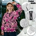 thumbnail image 6 of Uorisanigo Girls Half Zip Sweatshirt Fall Trendy Long Sleeve Pullover Crop Tops Comfortable Pink Heart Leopard Print Kids Athletic Sweatshirt Jacket Fashion Winter Clothes Outerwear, 6 of 7