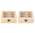 thumbnail image 1 of 2X Wooden Tea Bag Jewelry Organizer Chest Storage Box 9 Compartments Tea Box Organizer Wood Sugar Packet Container, 1 of 8