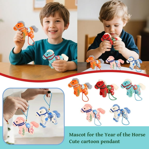 Cute Horse Plush Ornament 2026 Chinese Year of Hanging Decor for New Year Gift & Indoor Outdoor Holiday Xmas Decoration Decorations for Home Office Store Shop Restaurant Tabletop Decors