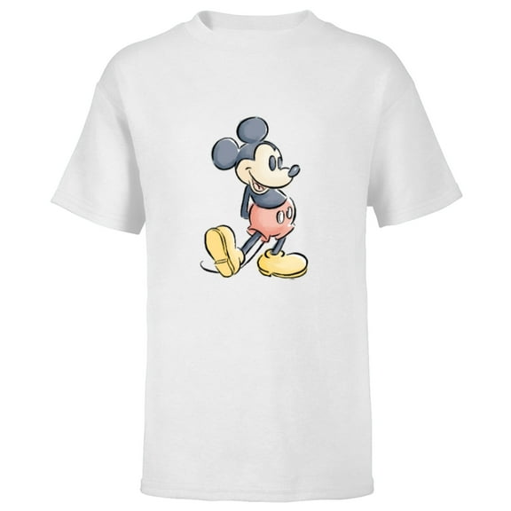 Disney Mickey Mouse Classic Pose Watercolor - Short Sleeve T-Shirt for Kids - Customized-White