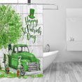 thumbnail image 3 of Happy St. Patrick's Day Shower Curtains for Bathroom, Funny Cute Gnome on Farmhouse Green Truck Fabric Shower Curtain Set, Clover Leaves on Rustic Grey Wooden Bathroom with Hooks, 72x72 Inch, 3 of 7