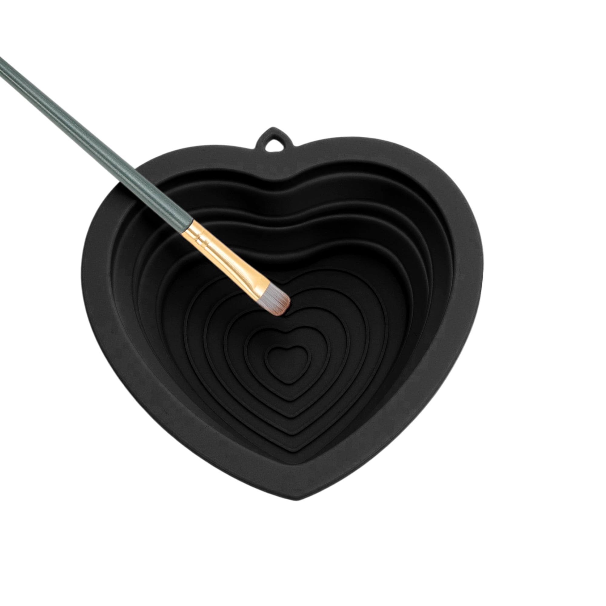 Unique Bargains 1pc Portable Heart Makeup Brush Cleaning Mat Black