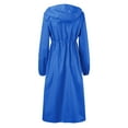 thumbnail image 4 of Dpytoraw Women's Long Raincoat Lightweight Hooded Raincoat With Elastic Hood And Drawstring Waist (with Pockets And Hood), 4 of 5