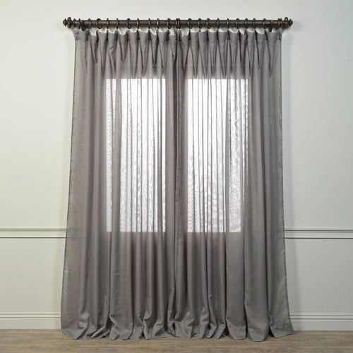 Signature Grey 96 X 100 Inch Double Wide Sheer Curtain Single Panel Signature Grey 96 X 100 Inch Double