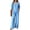 BQ20_Blue, variant on Women Linen Sets 2 Piece Summer Long Sleeve V Neck Shirts Matching Wide Leg Pants with Pockets Beach Outfits Green L