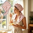 thumbnail image 2 of Leodye 1PCS Striped Fleece Hair Drying Towel, Thick High Absorbent Texture, Quick Dry Hair Wrap for Women Shower Daily Use -25.6×9.8×0.79in, 2 of 6