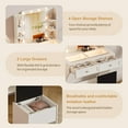 thumbnail image 5 of Vanity Desk with Mirror and Lights | 31.5" Modern Glass Top Makeup Vanity Set with 2 Drawers & Hidden Storage Stool | Small Space Dressing Table for Bedroom(White), 5 of 7
