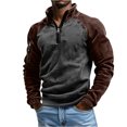 thumbnail image 5 of Men's Half-Zip Hoodie - Unisex Hooded Sports Pullover, Coffee Brown, XL, 5 of 6