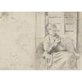 thumbnail image 3 of Mary Cassatt 14x11 Black Modern Framed Museum Art Print Titled - Knitting in the Library (Recto) (C. 1881), 3 of 5
