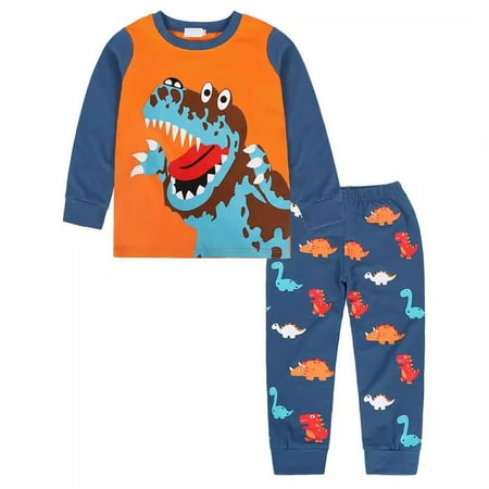 

5T Pajamas Boy Long Sleeve Toddler Boys Pajamas For Boy Jammies Dinosaur Dog Kids Clothes Sleepwear Boys Fall Winter 2Pcs Multicolour 4-5 Years