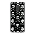 thumbnail image 1 of DistinctInk Clear Shockproof Hybrid Case for Samsung Galaxy S9 (5.8" Screen) - TPU Bumper, Acrylic Back, Tempered Glass Screen Protector - Black White Skulls Pattern, 1 of 5