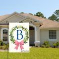 thumbnail image 2 of Amhnf Personalized Monogram Garden Flag With Initial B And Green Wreath Pink Bow For Home Outdoor Garden Yard Decor 12x18 inch, 2 of 5