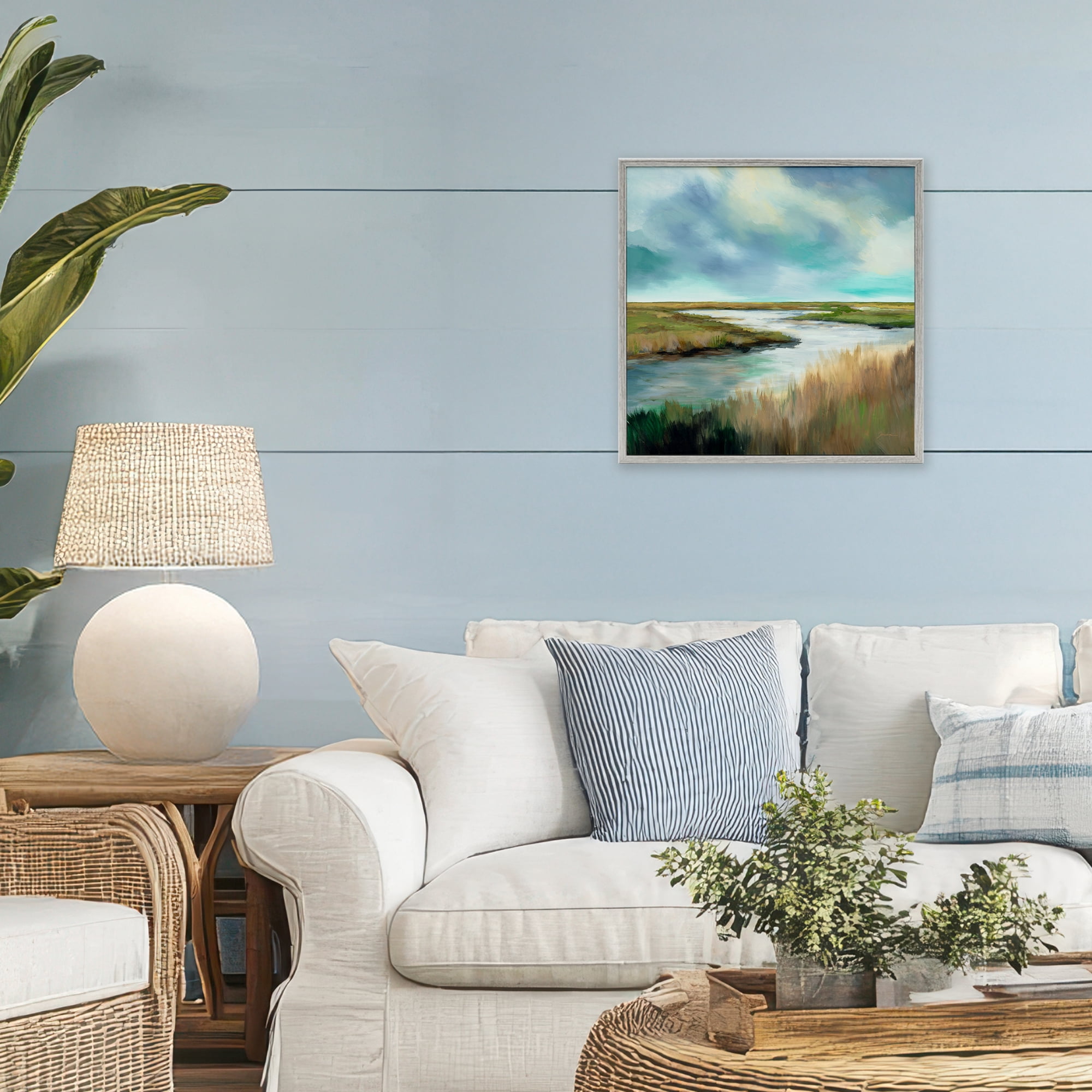 Stupell Industries Tranquil Meadow and Wetlands Gray Framed Giclee Art, design by Liz Jardine