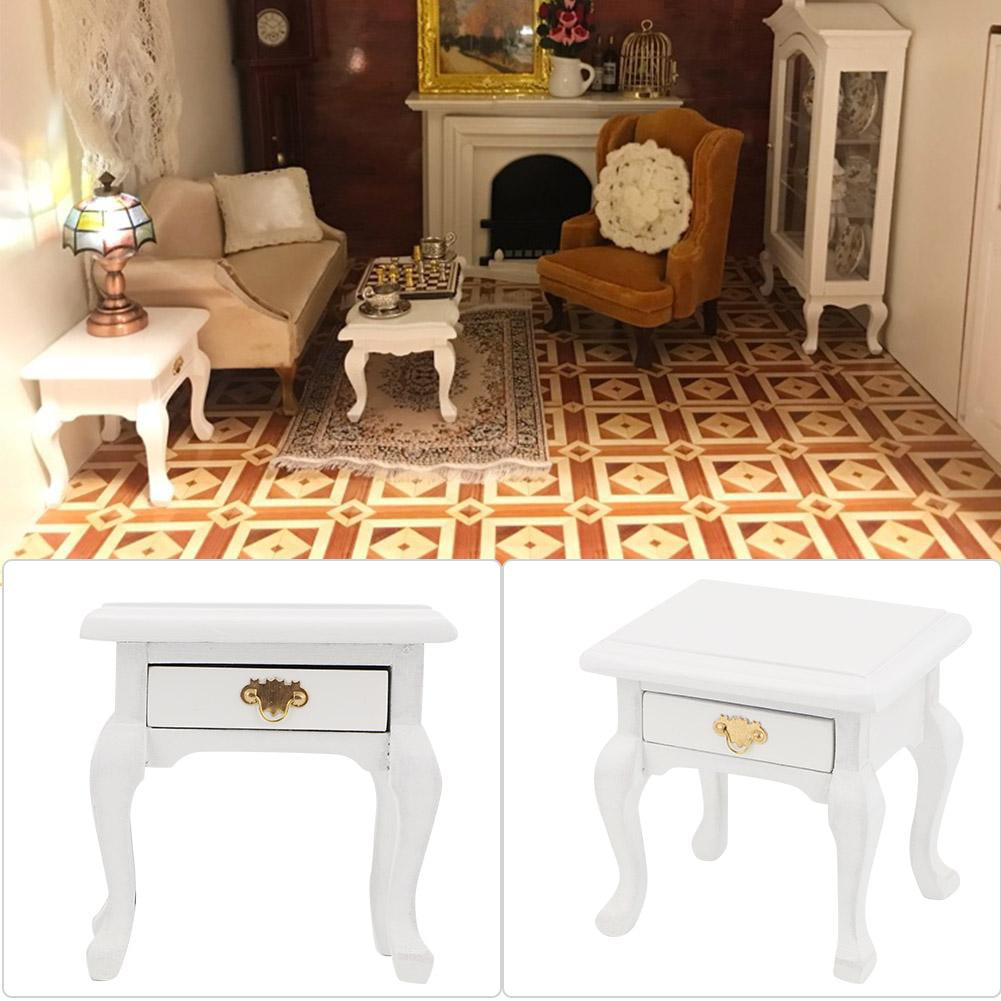 1:12 Dollhouse Miniature Furniture Nightstand End Table Bedside White Toy Sanwoo 