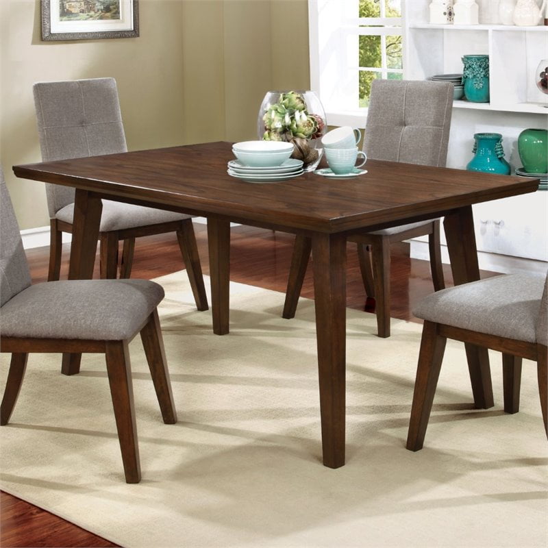 Furniture of America Mecca Rectangle Wood Dining Table in Walnut