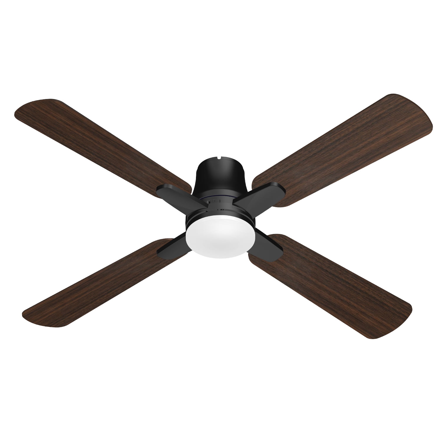 Mainstays 52 Inch Hugger Ceiling Fan With LED Light and Remote Control, Black, Quiet DC Motor