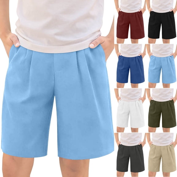 breaise Boys and Girls Shorts Kids Casual High Waisted School Uniform Shorts with Pockets 5-15 Years