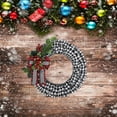 thumbnail image 4 of Christmas Wreath for Front Door, Holiday Burlap Buffalo Check Wreath,Buffalo Plaid Christmas Decorations, Christmas Garland with Bow and Pine Branches, Berry for Holiday Porch Window, 4 of 5