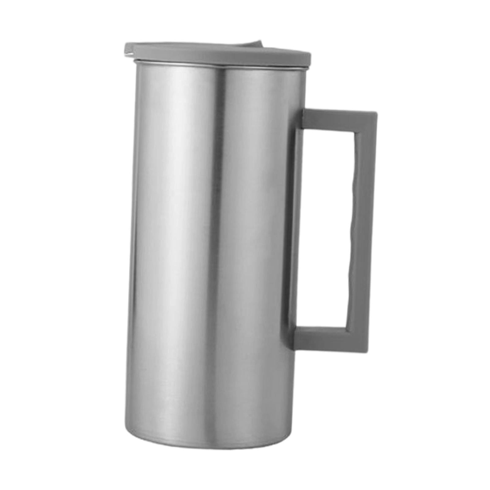 Fiocias Stainless Steel Pitcher Cold Water Kettle Versatile 1600ml Water Bottle with Lid